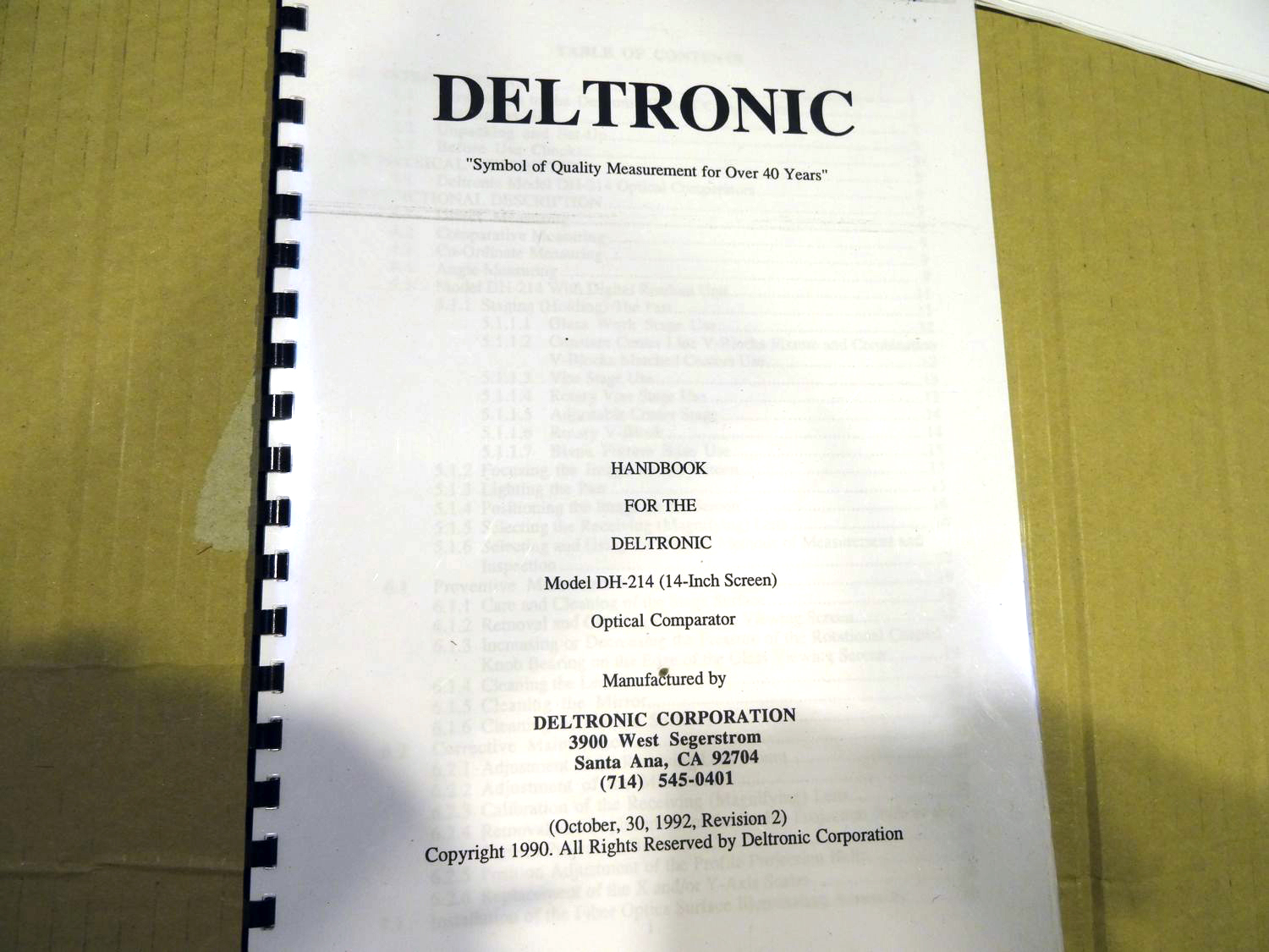 Deltronic Dh214 Optical Comparator Manual Deltronic Dh214 Optical Comparator Manual
